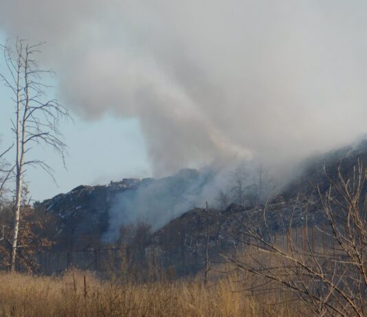В Житомирі знову горить сміттєзвалище, над ним піднімається їдкий дим